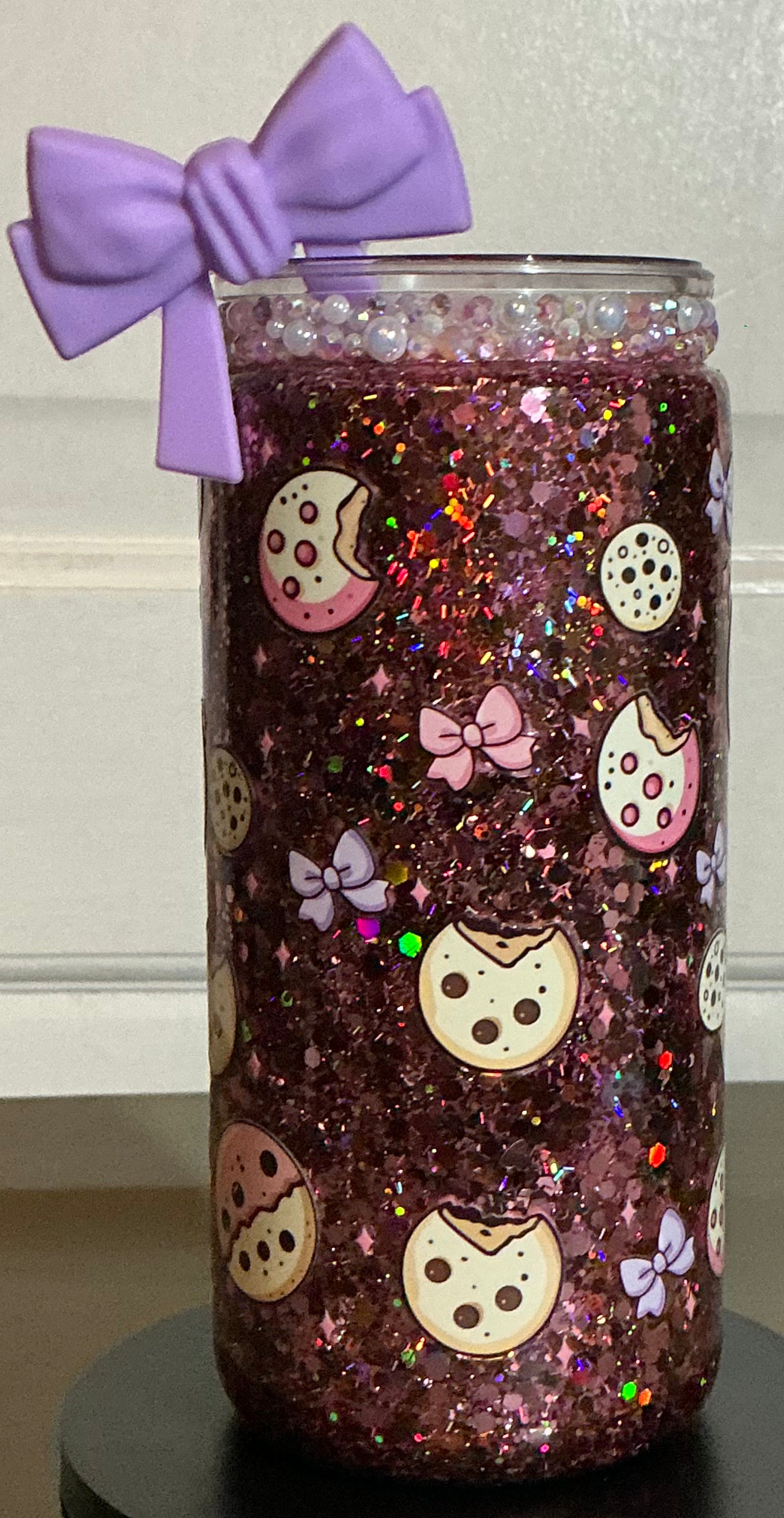 Cookies and Bows 16 Oz Plastic Snow Globe Tumbler