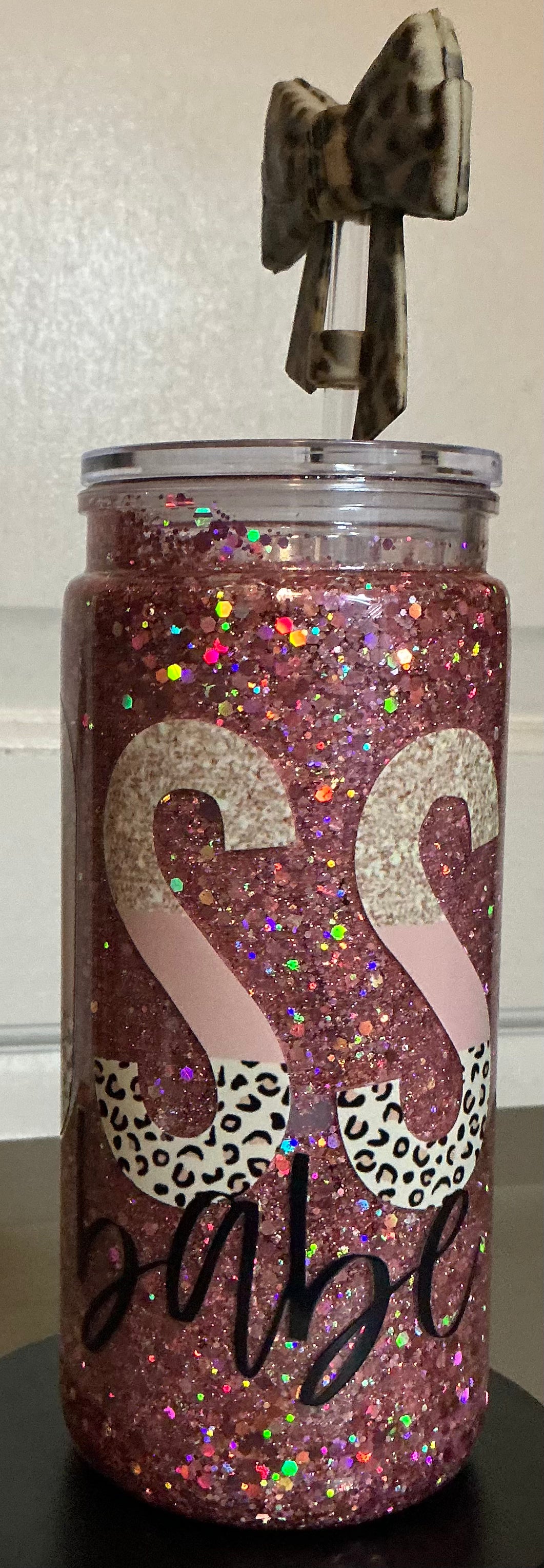 Boss Babe 16 Oz Plastic Snow Globe Tumbler