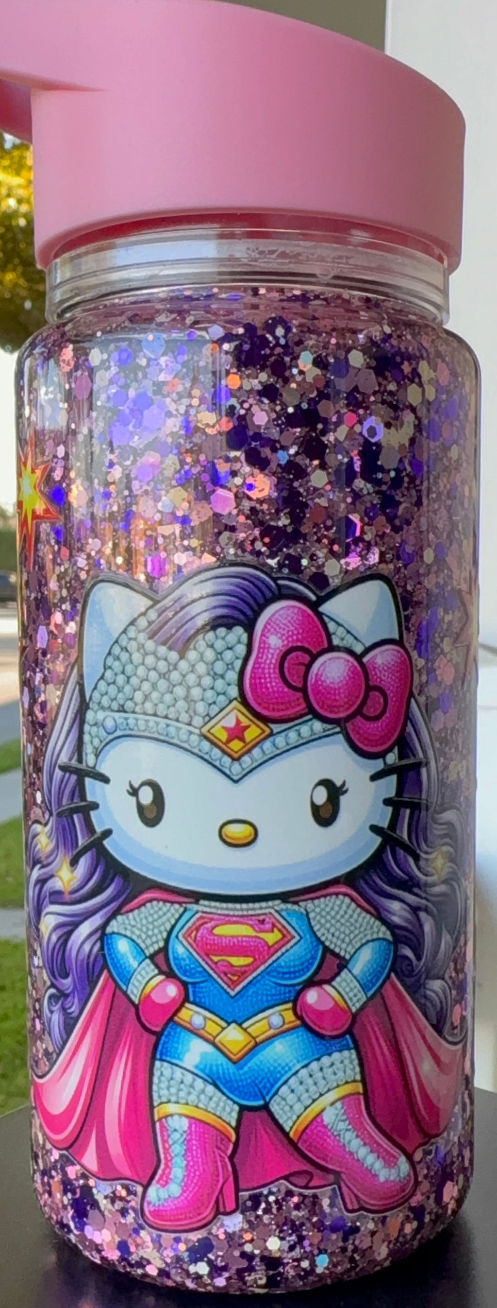 Hello Kitty Super Hero 10 Oz Plastic Snow Globe Tumbler