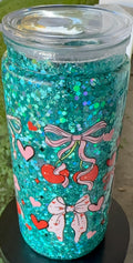 Bows, Hearts and Cherrys 16 Oz Plastic Snow Globe Tumbler
