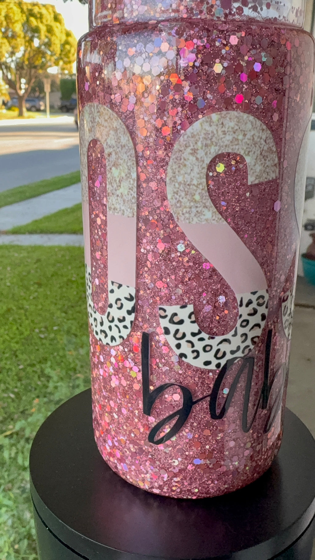 Boss Babe 16 Oz Plastic Snow Globe Tumbler