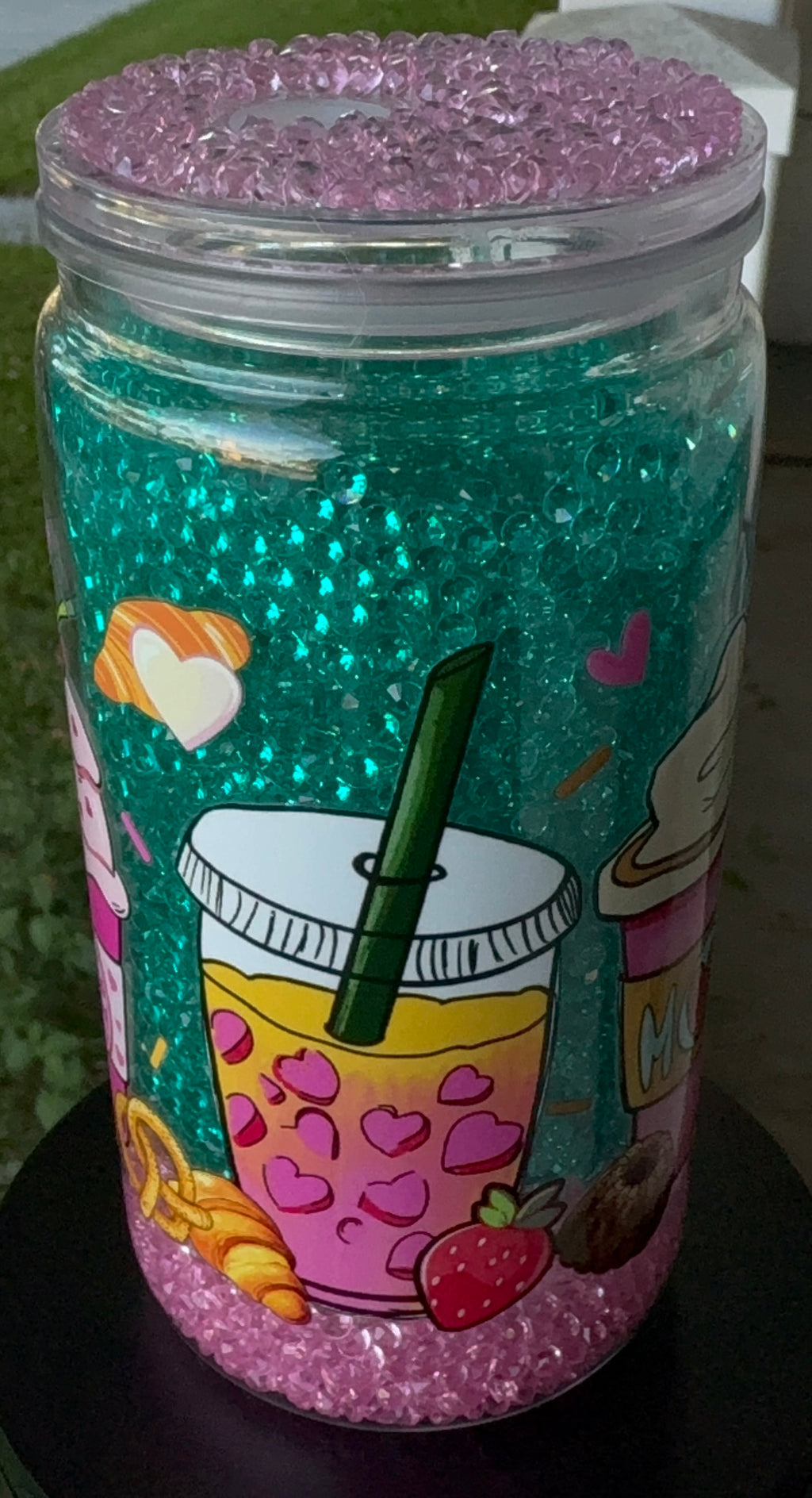 Drinks with Mom 16oz Acrylic Snow Globe Tumbler