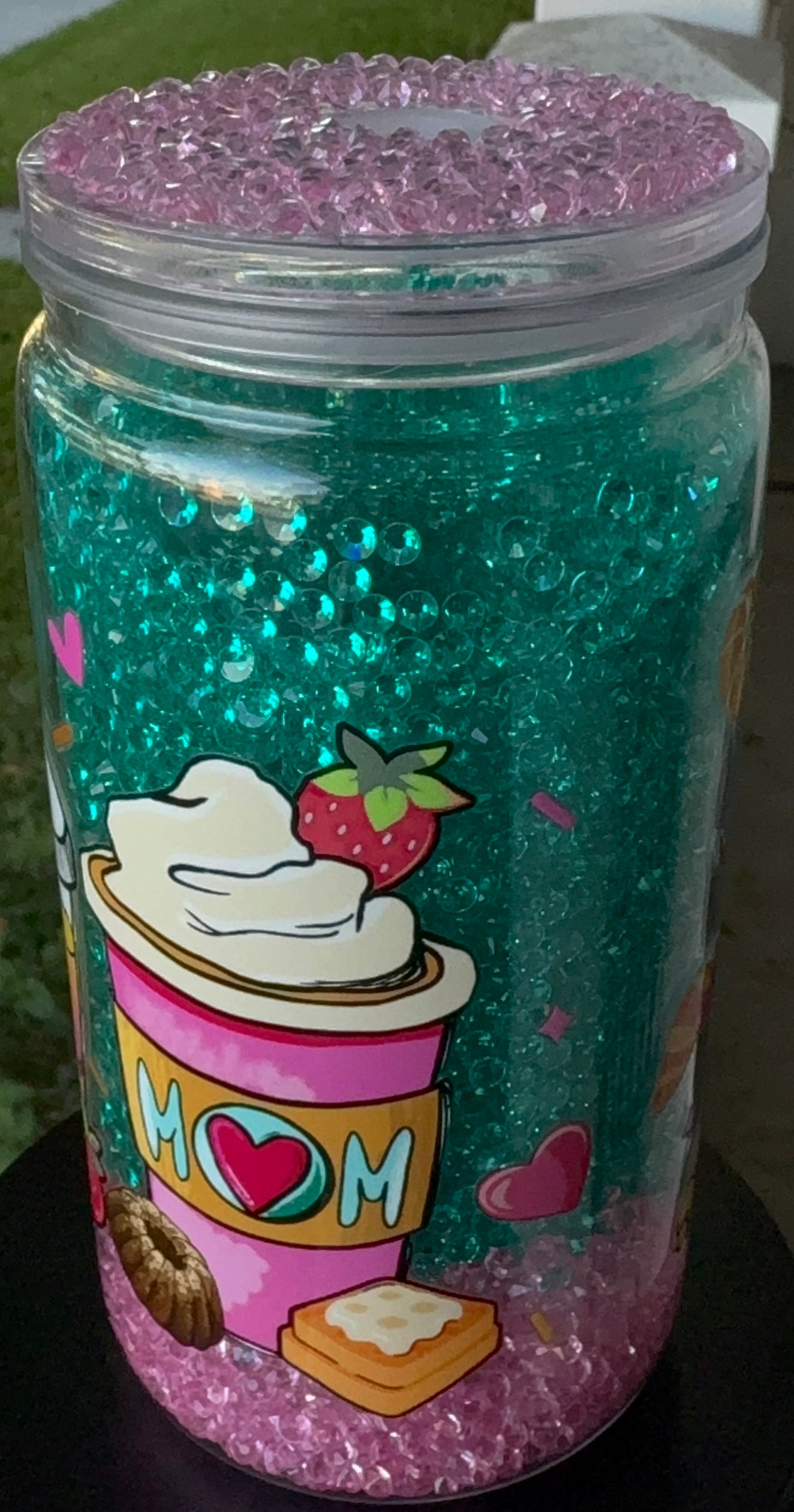 Drinks with Mom 16oz Acrylic Snow Globe Tumbler