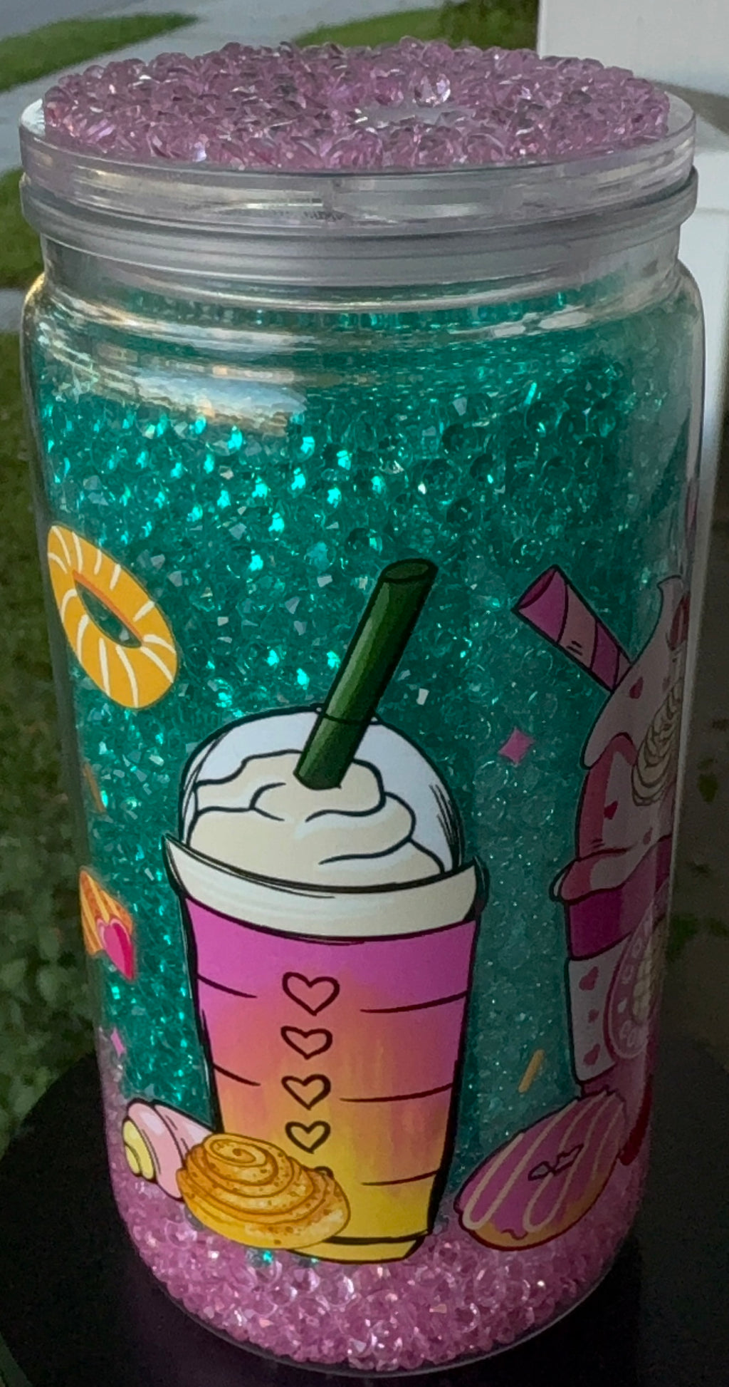 Drinks with Mom 16oz Acrylic Snow Globe Tumbler