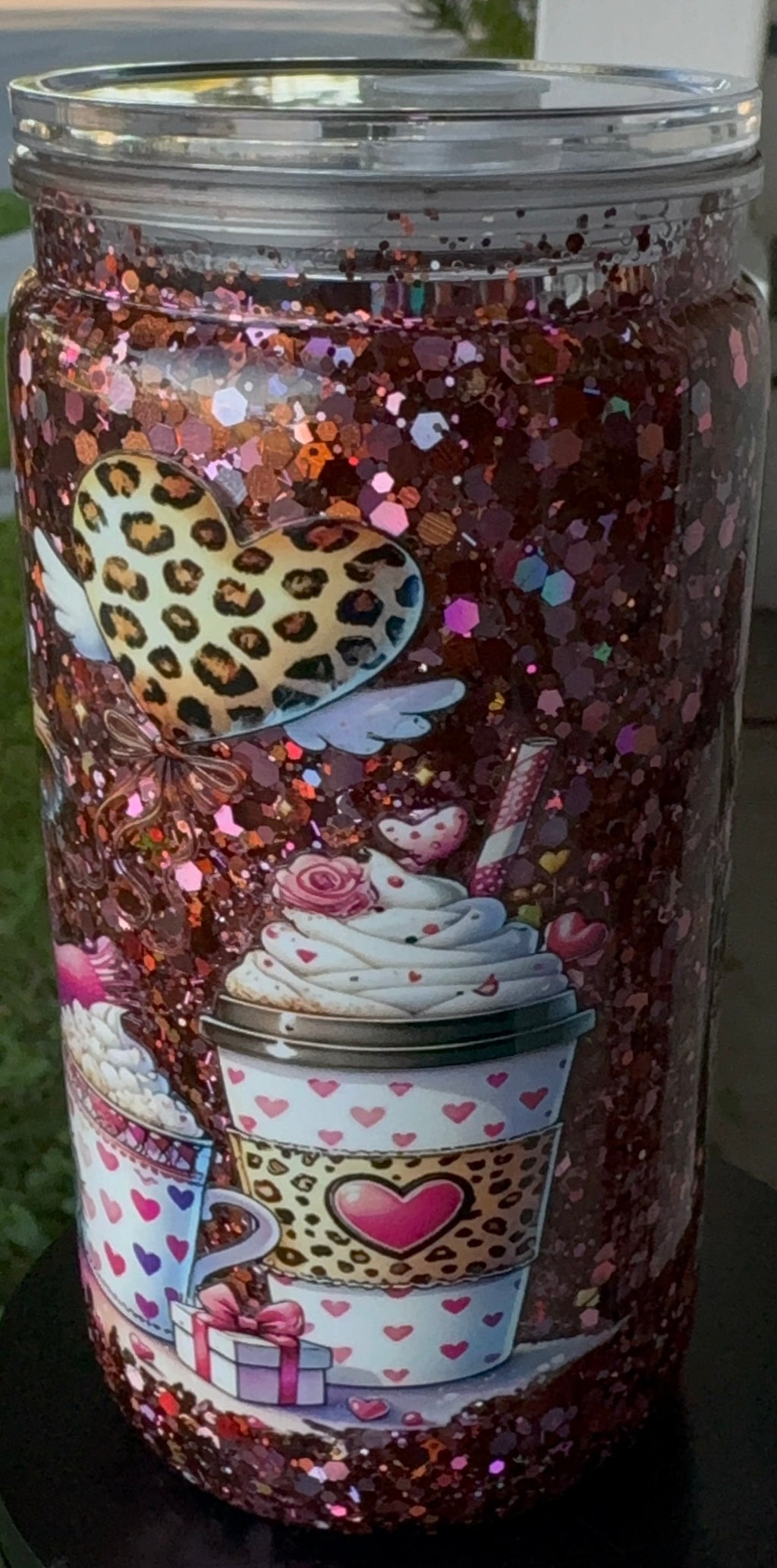 Cows and Love 16oz Acrylic Snow Globe Tumbler