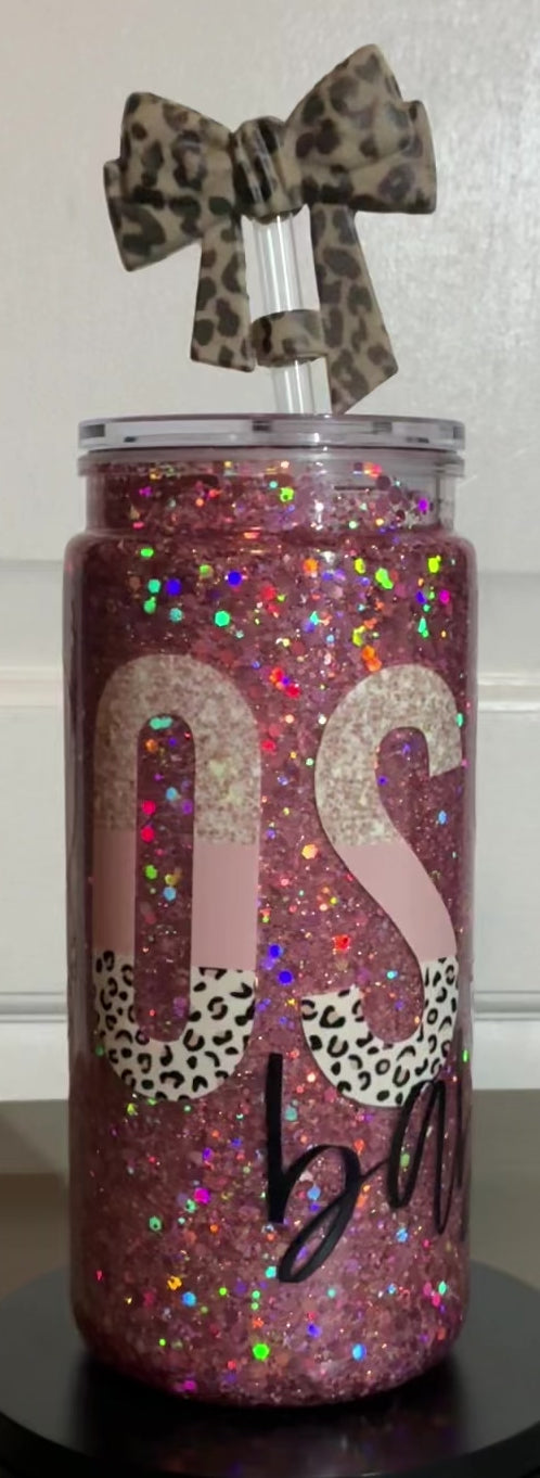 Boss Babe 16 Oz Plastic Snow Globe Tumbler
