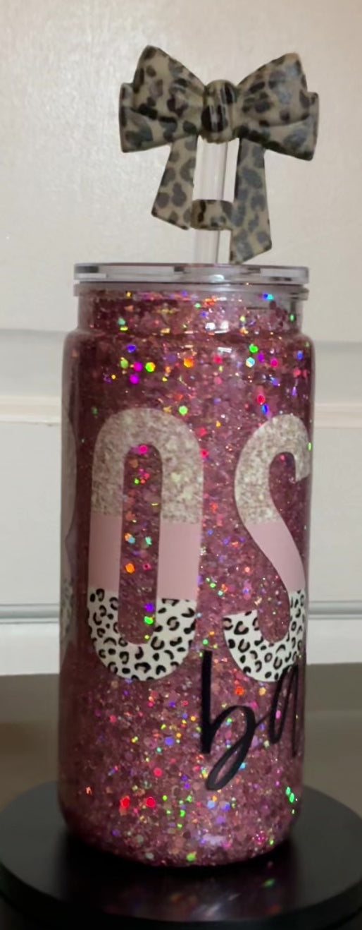 Boss Babe 16 Oz Plastic Snow Globe Tumbler